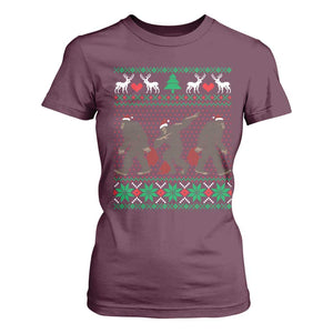 Funny Santa Bigfoot Squad Christmas T Shirt For Women TS11 Maroon Print Your Wear