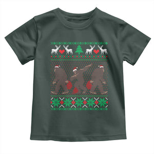 Funny Santa Bigfoot Squad Christmas Toddler T Shirt TS11 Dark Forest Green Print Your Wear