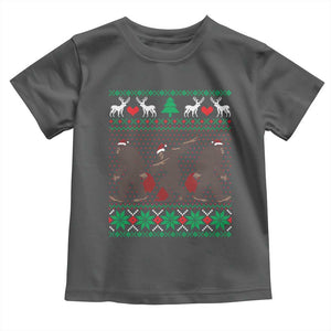 Funny Santa Bigfoot Squad Christmas Toddler T Shirt TS11 Dark Heather Print Your Wear