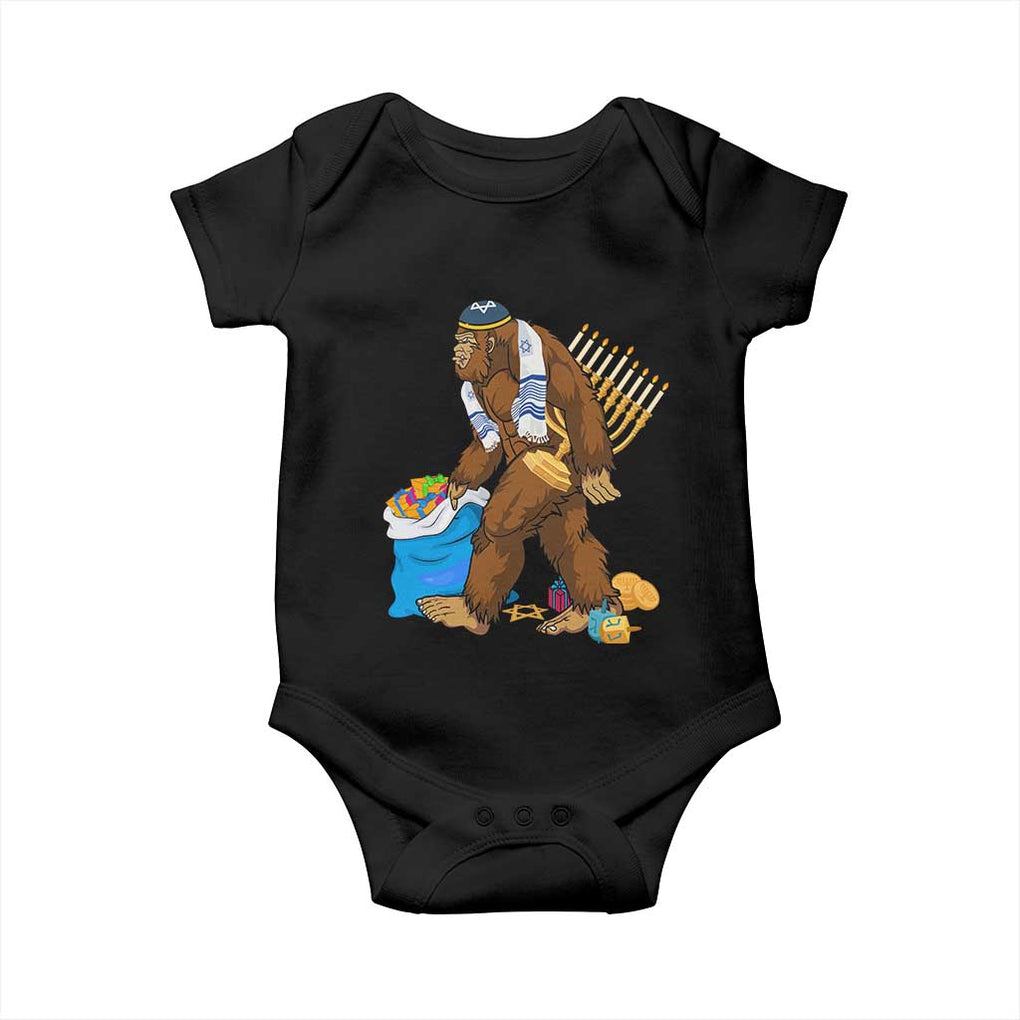 Funny Hanukkah Bigfoot Menorah David Stars Baby Onesie TS11 Black Print Your Wear