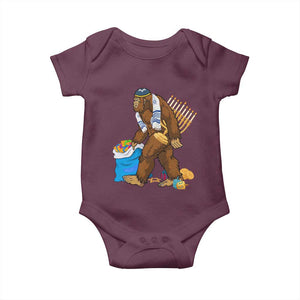 Funny Hanukkah Bigfoot Menorah David Stars Baby Onesie TS11 Maroon Print Your Wear