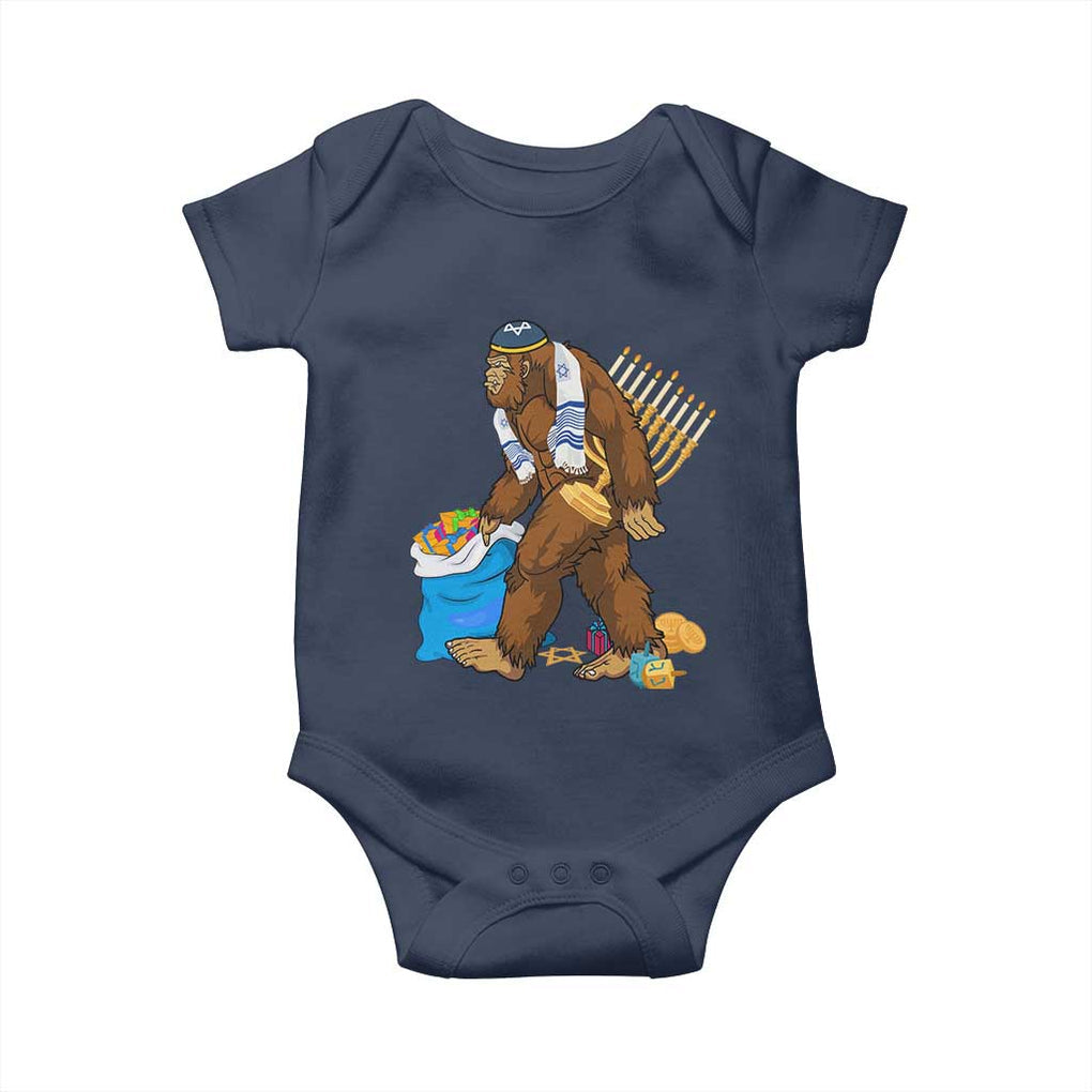 Funny Hanukkah Bigfoot Menorah David Stars Baby Onesie TS11 Navy Print Your Wear