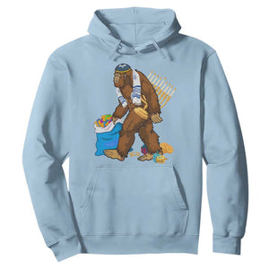 Funny Hanukkah Bigfoot Menorah David Stars Hoodie TS11 Light Blue Print Your Wear