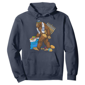 Funny Hanukkah Bigfoot Menorah David Stars Hoodie TS11 Navy Print Your Wear