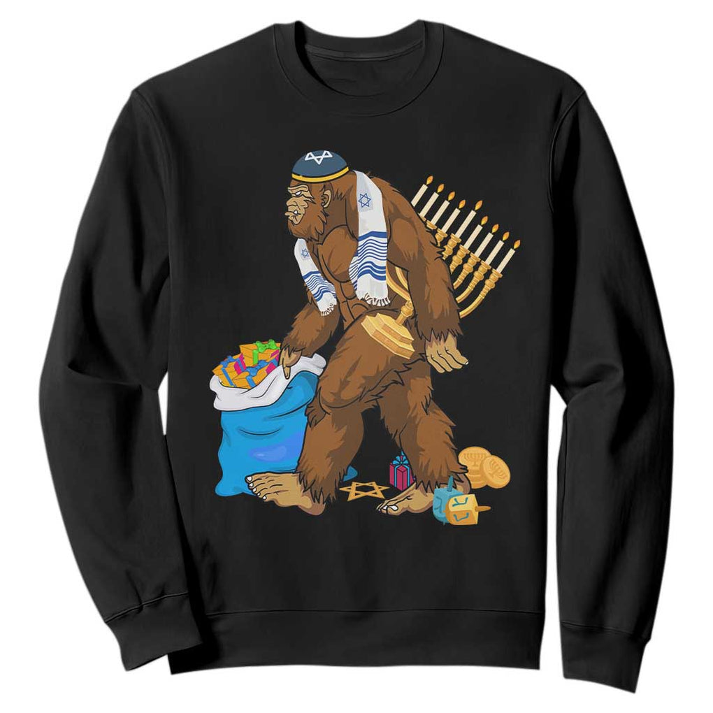 Funny Hanukkah Bigfoot Menorah David Stars Sweatshirt TS11 Black Print Your Wear