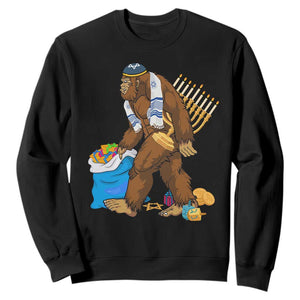 Funny Hanukkah Bigfoot Menorah David Stars Sweatshirt TS11 Black Print Your Wear