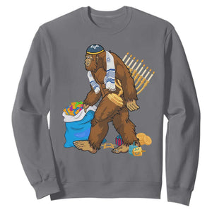 Funny Hanukkah Bigfoot Menorah David Stars Sweatshirt TS11 Charcoal Print Your Wear