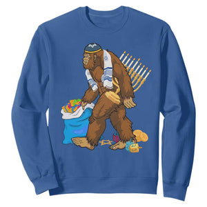 Funny Hanukkah Bigfoot Menorah David Stars Sweatshirt TS11 Royal Blue Print Your Wear