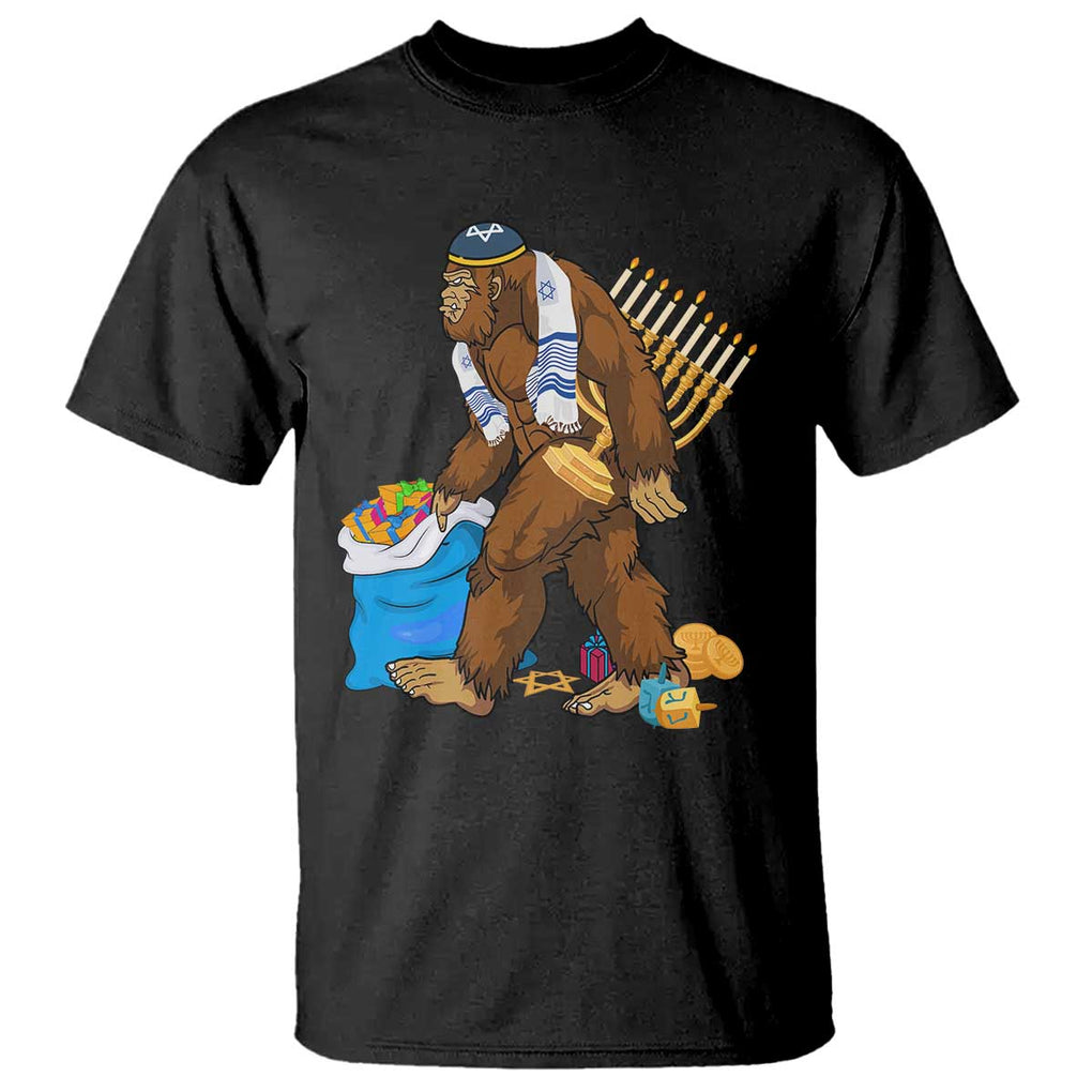 Funny Hanukkah Bigfoot Menorah David Stars T Shirt TS11 Black Print Your Wear