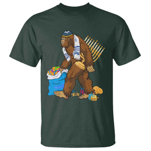 Funny Hanukkah Bigfoot Menorah David Stars T Shirt TS11 Dark Forest Green Print Your Wear