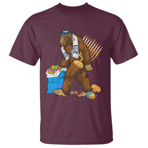 Funny Hanukkah Bigfoot Menorah David Stars T Shirt TS11 Maroon Print Your Wear
