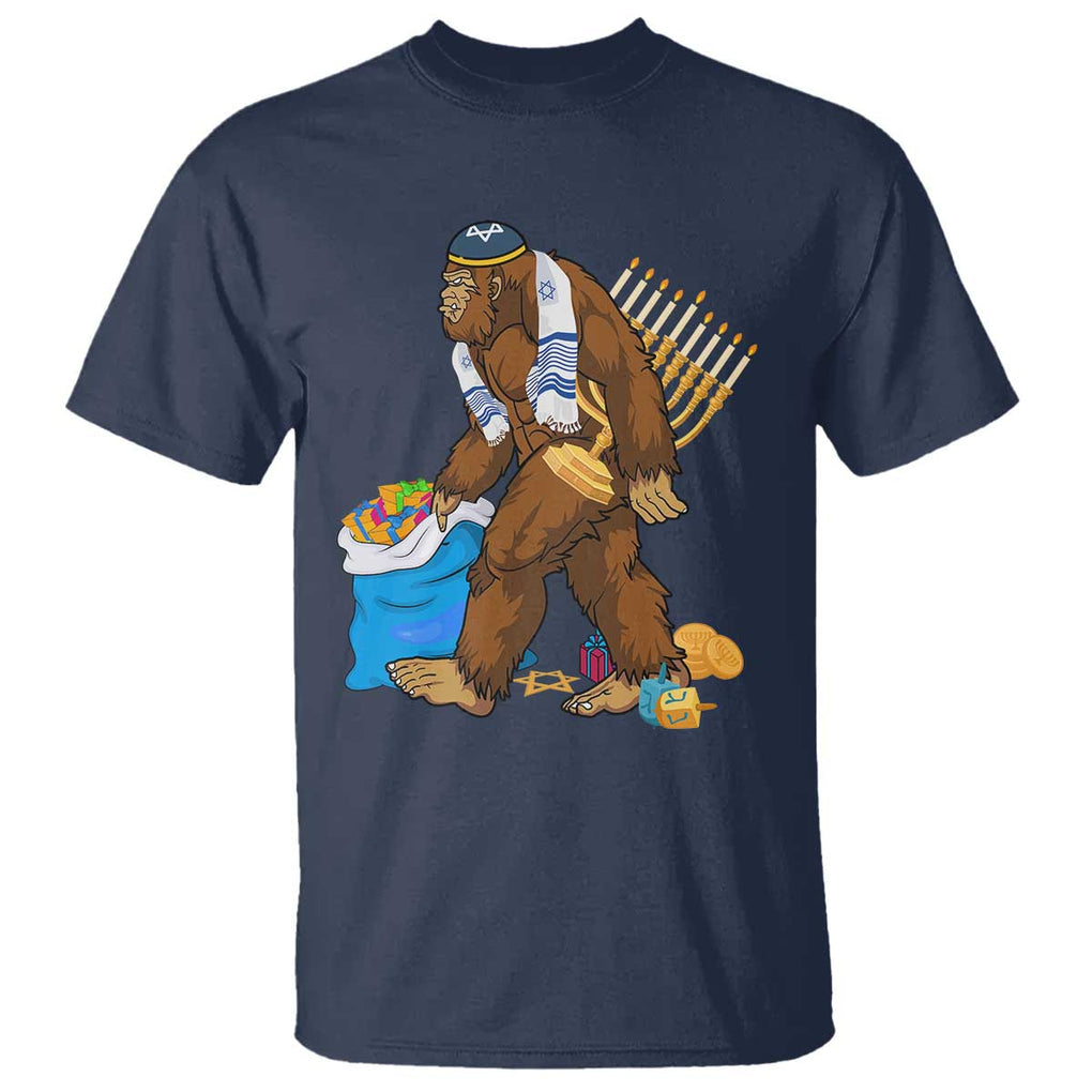 Funny Hanukkah Bigfoot Menorah David Stars T Shirt TS11 Navy Print Your Wear