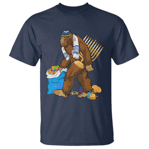 Funny Hanukkah Bigfoot Menorah David Stars T Shirt TS11 Navy Print Your Wear