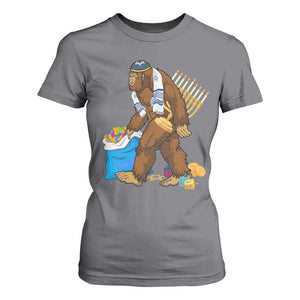 Funny Hanukkah Bigfoot Menorah David Stars T Shirt For Women TS11 Charcoal Print Your Wear
