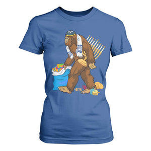 Funny Hanukkah Bigfoot Menorah David Stars T Shirt For Women TS11 Royal Blue Print Your Wear