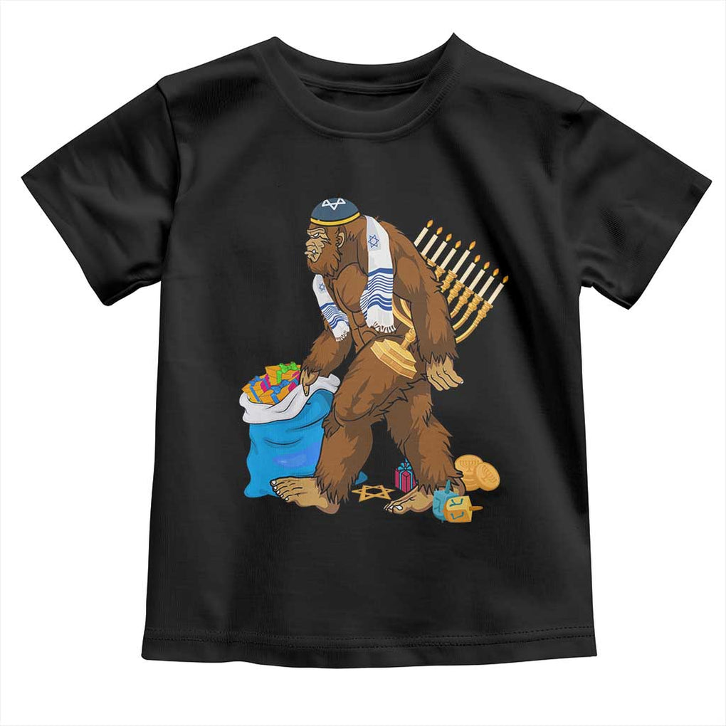 Funny Hanukkah Bigfoot Menorah David Stars Toddler T Shirt TS11 Black Print Your Wear
