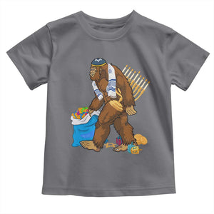 Funny Hanukkah Bigfoot Menorah David Stars Toddler T Shirt TS11 Charcoal Print Your Wear