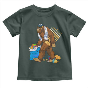 Funny Hanukkah Bigfoot Menorah David Stars Toddler T Shirt TS11 Dark Forest Green Print Your Wear