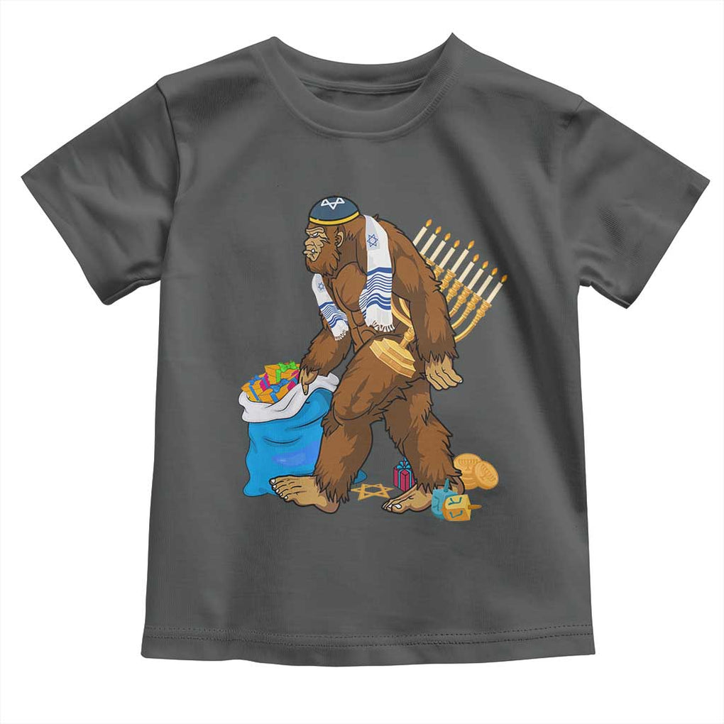 Funny Hanukkah Bigfoot Menorah David Stars Toddler T Shirt TS11 Dark Heather Print Your Wear