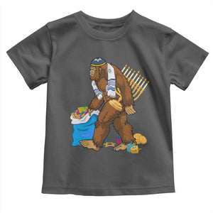 Funny Hanukkah Bigfoot Menorah David Stars Toddler T Shirt TS11 Dark Heather Print Your Wear