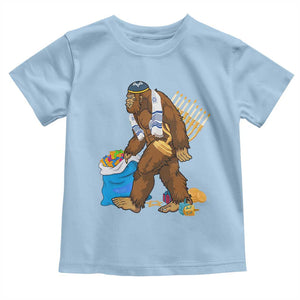 Funny Hanukkah Bigfoot Menorah David Stars Toddler T Shirt TS11 Light Blue Print Your Wear