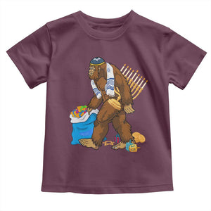 Funny Hanukkah Bigfoot Menorah David Stars Toddler T Shirt TS11 Maroon Print Your Wear