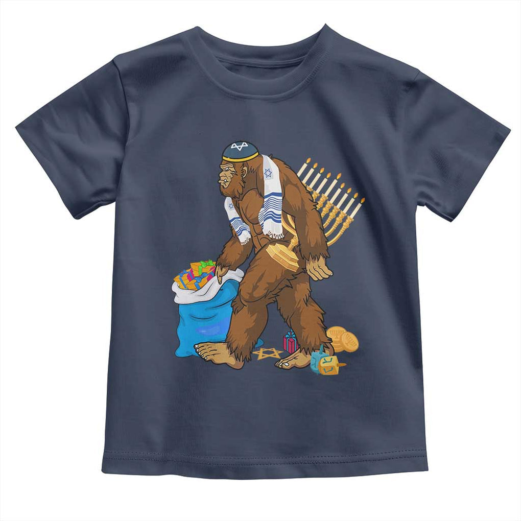 Funny Hanukkah Bigfoot Menorah David Stars Toddler T Shirt TS11 Navy Print Your Wear