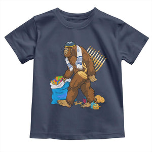 Funny Hanukkah Bigfoot Menorah David Stars Toddler T Shirt TS11 Navy Print Your Wear