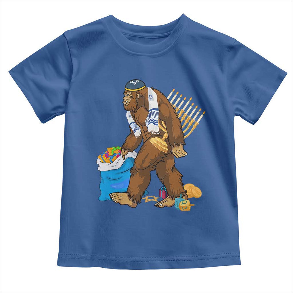 Funny Hanukkah Bigfoot Menorah David Stars Toddler T Shirt TS11 Royal Blue Print Your Wear