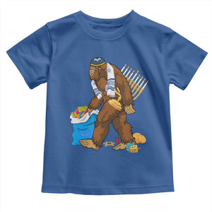 Funny Hanukkah Bigfoot Menorah David Stars Toddler T Shirt TS11 Royal Blue Print Your Wear