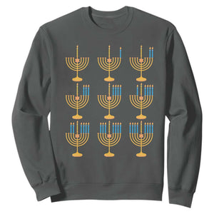 Funny Hanukkah Menorah Chanukah Jewish Holiday Sweatshirt TS11 Dark Heather Print Your Wear