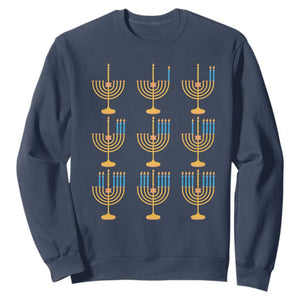 Funny Hanukkah Menorah Chanukah Jewish Holiday Sweatshirt TS11 Navy Print Your Wear