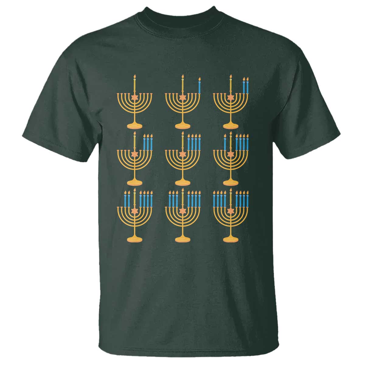 Funny Hanukkah Menorah Chanukah Jewish Holiday T Shirt TS11 Dark Forest Green Print Your Wear