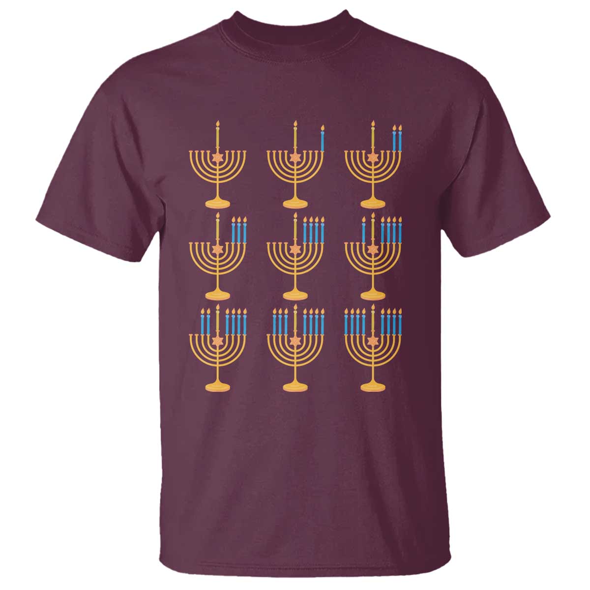 Funny Hanukkah Menorah Chanukah Jewish Holiday T Shirt TS11 Maroon Print Your Wear