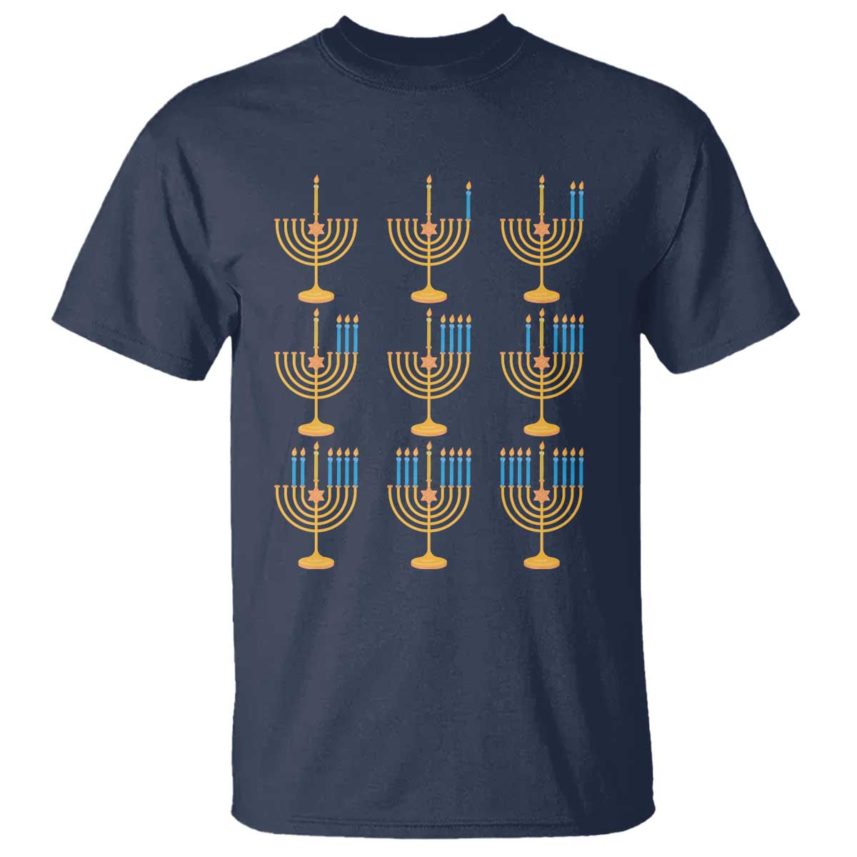 Funny Hanukkah Menorah Chanukah Jewish Holiday T Shirt TS11 Navy Print Your Wear