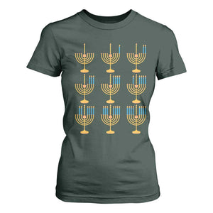 Funny Hanukkah Menorah Chanukah Jewish Holiday T Shirt For Women TS11 Dark Forest Green Print Your Wear