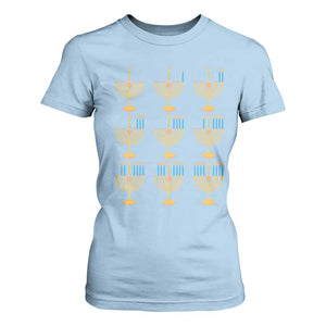 Funny Hanukkah Menorah Chanukah Jewish Holiday T Shirt For Women TS11 Light Blue Print Your Wear