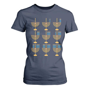 Funny Hanukkah Menorah Chanukah Jewish Holiday T Shirt For Women TS11 Navy Print Your Wear