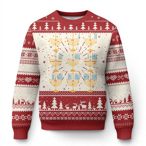 Funny Hanukkah Menorah Chanukah Jewish Holiday Ugly Christmas Sweater TS11 Red Print Your Wear
