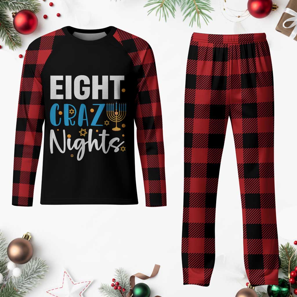 Funny Hanukkah Eight Crazy Nights Plaid Pajama Set Menorah David Stars TS11 Buffalo Plaid Print Your Wear