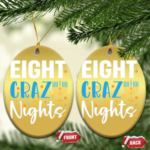 Funny Hanukkah Eight Crazy Nights Christmas Ornament Menorah David Stars TS11 Oval Gold Print Your Wear