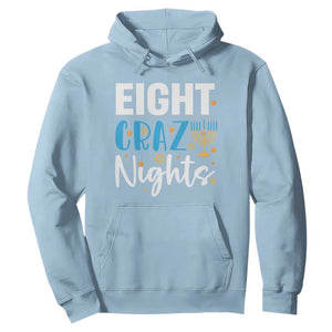 Funny Hanukkah Eight Crazy Nights Hoodie Menorah David Stars TS11 Light Blue Print Your Wear
