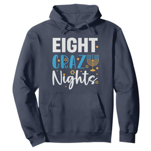 Funny Hanukkah Eight Crazy Nights Hoodie Menorah David Stars TS11 Navy Print Your Wear