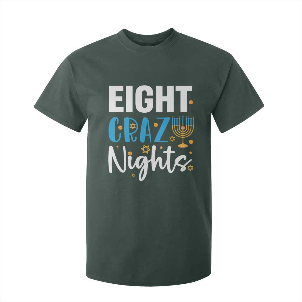 Funny Hanukkah Eight Crazy Nights T Shirt For Kid Menorah David Stars TS11 Dark Forest Green Print Your Wear