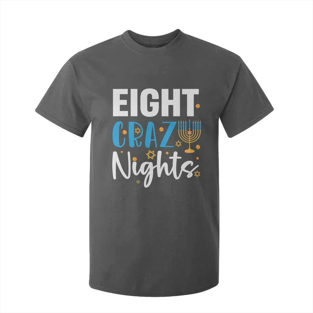 Funny Hanukkah Eight Crazy Nights T Shirt For Kid Menorah David Stars TS11 Dark Heather Print Your Wear