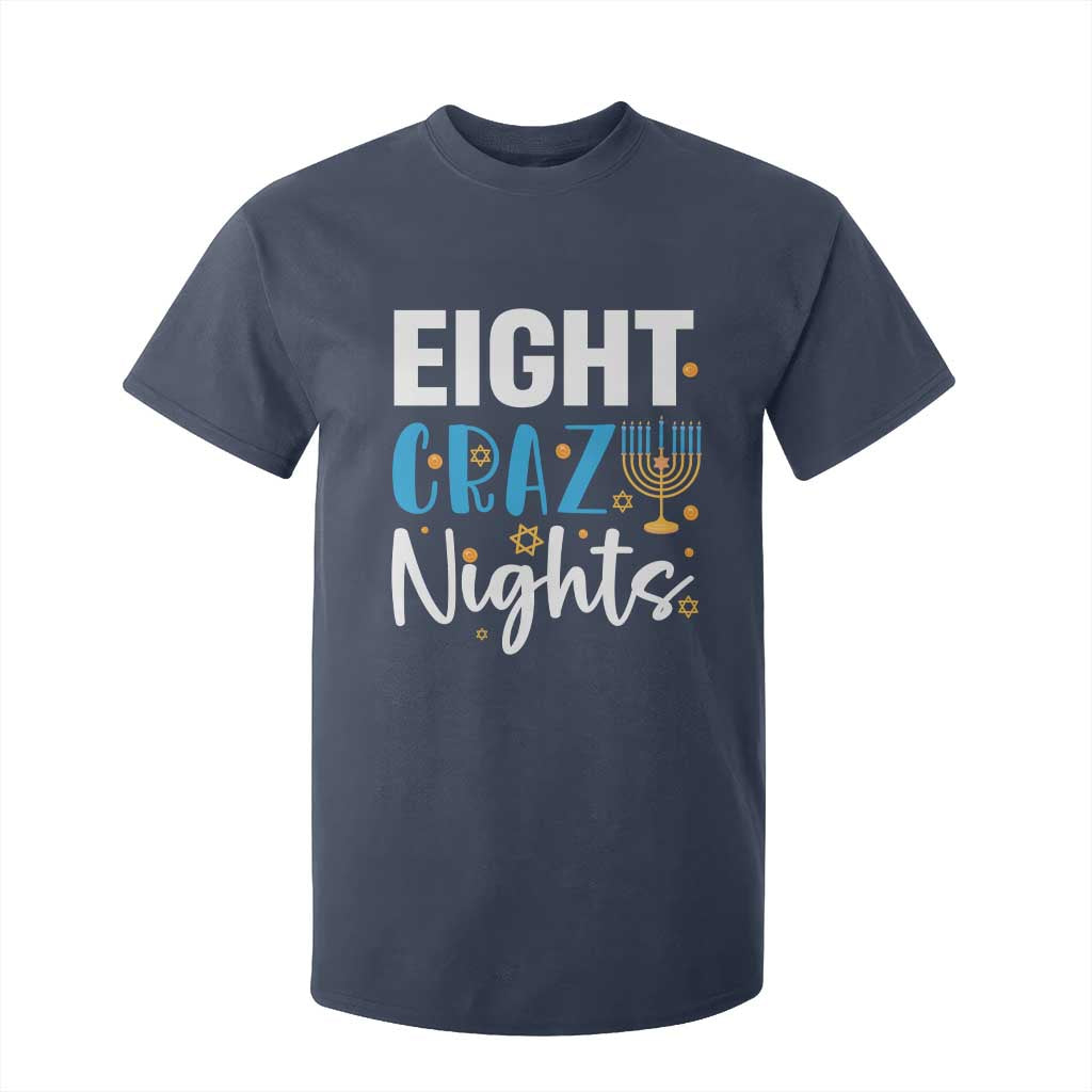 Funny Hanukkah Eight Crazy Nights T Shirt For Kid Menorah David Stars TS11 Navy Print Your Wear