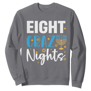 Funny Hanukkah Eight Crazy Nights Sweatshirt Menorah David Stars TS11 Charcoal Print Your Wear