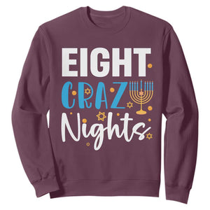 Funny Hanukkah Eight Crazy Nights Sweatshirt Menorah David Stars TS11 Maroon Print Your Wear