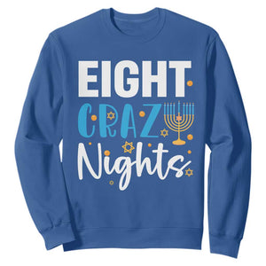 Funny Hanukkah Eight Crazy Nights Sweatshirt Menorah David Stars TS11 Royal Blue Print Your Wear