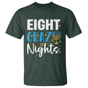 Funny Hanukkah Eight Crazy Nights T Shirt Menorah David Stars TS11 Dark Forest Green Print Your Wear